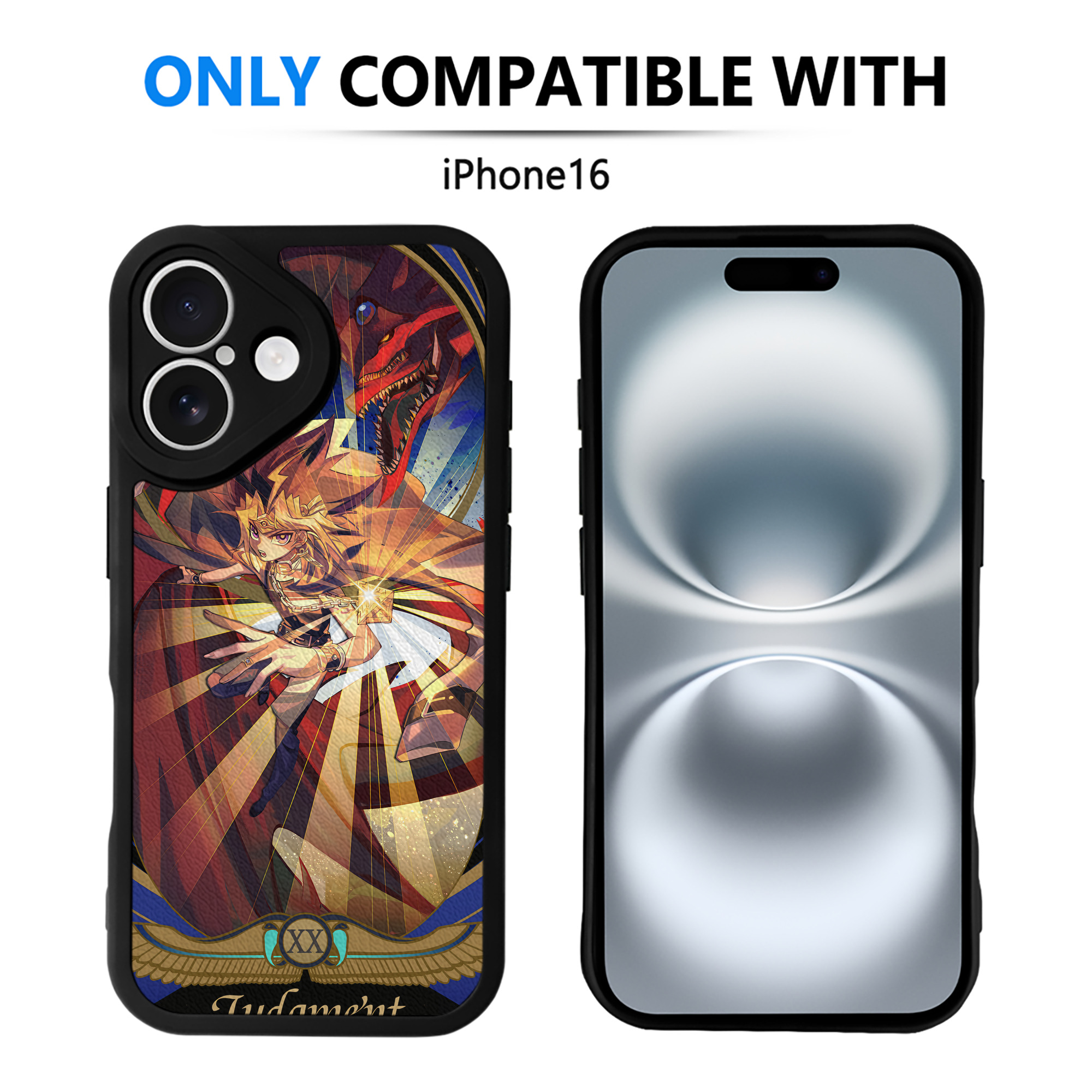 （画像用） 遊☆戯☆王 Yu-Gi-Oh! 【iPhone 16シリーズ対応】シリコンスマホケース（レザー調） 材質：シリコン